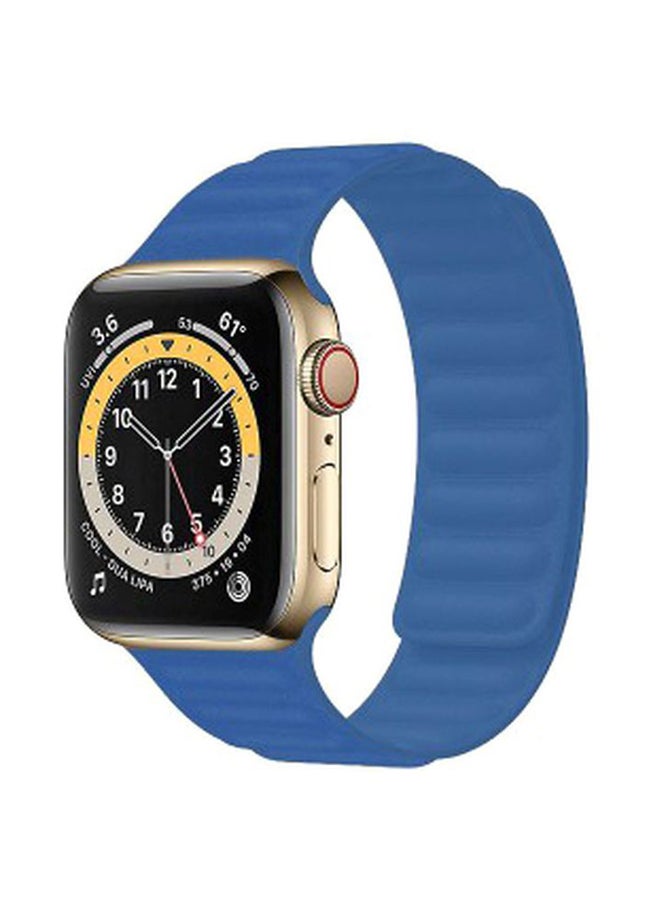 MARGOUN - Leather Link Band For Apple Watch Series 6/SE 44 mm Blue - Image 1