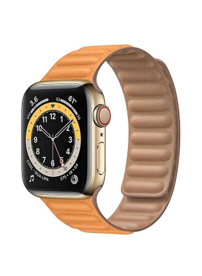 MARGOUN - Leather Link Band For Apple Watch Series 6/SE 44 mm California Poppy - Image 1