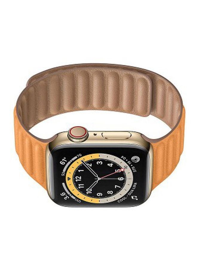 MARGOUN - Leather Link Band For Apple Watch Series 6/SE 44 mm California Poppy - Image 1