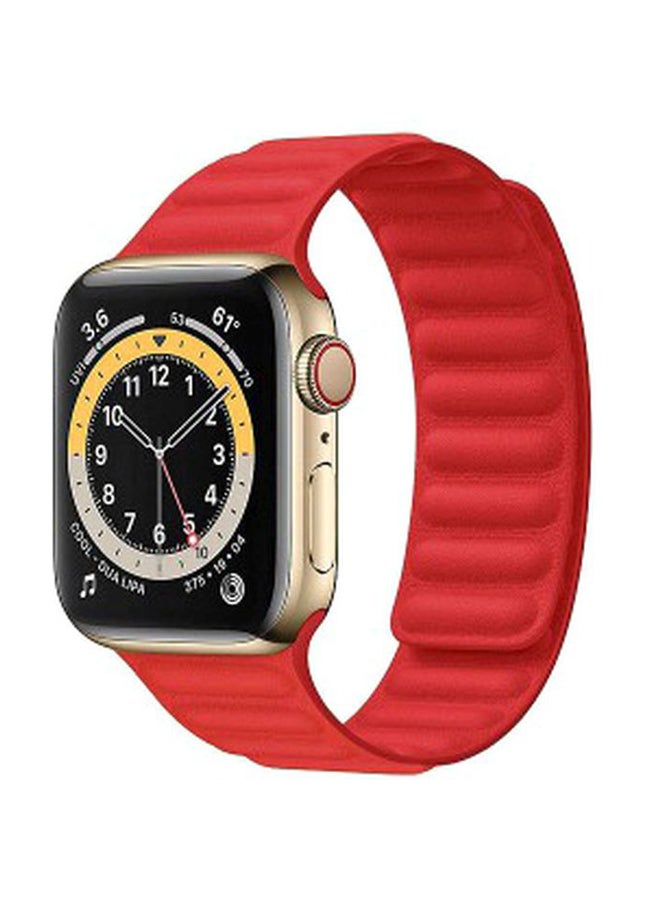 MARGOUN Leather Link Band For Apple Watch Series 6/SE 44 mm Red - Image 1