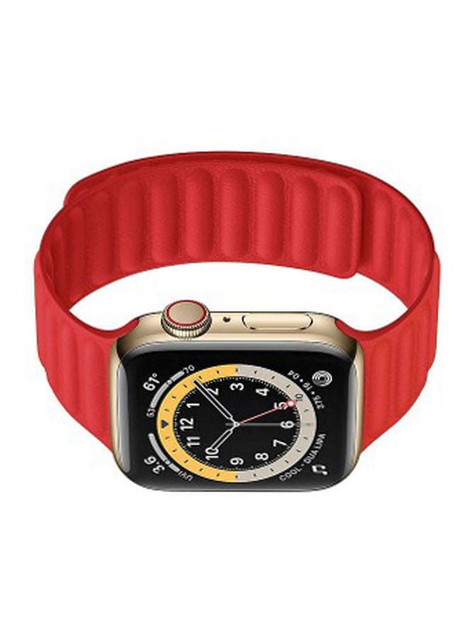 MARGOUN Leather Link Band For Apple Watch Series 6/SE 44 mm Red - Image 2