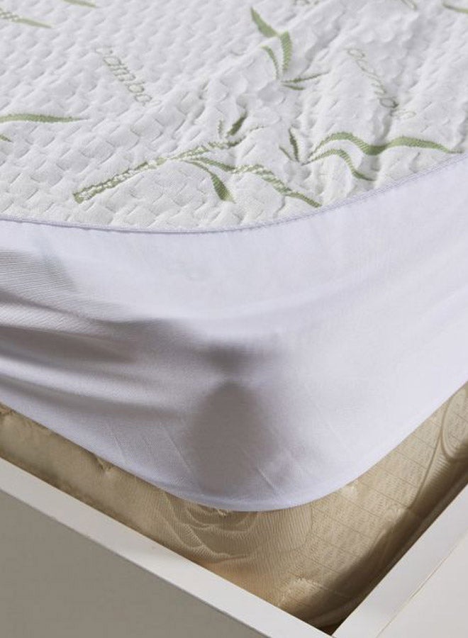 Home Box - Bamboo Mattress Protector Polyester White/Green Twin - Image 1