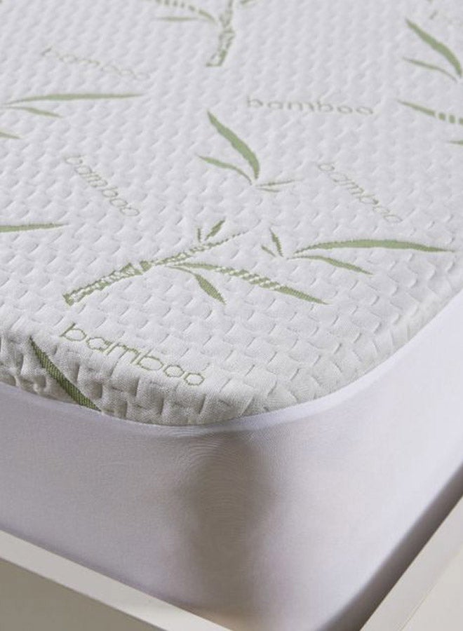 Home Box - Bamboo Mattress Protector Polyester White/Green Twin - Image 1