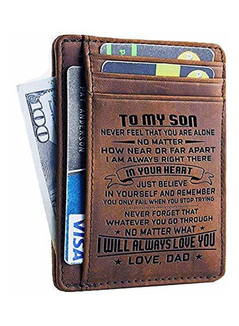 Slim Cowhide RFID Front Pocket Card Holder Brown