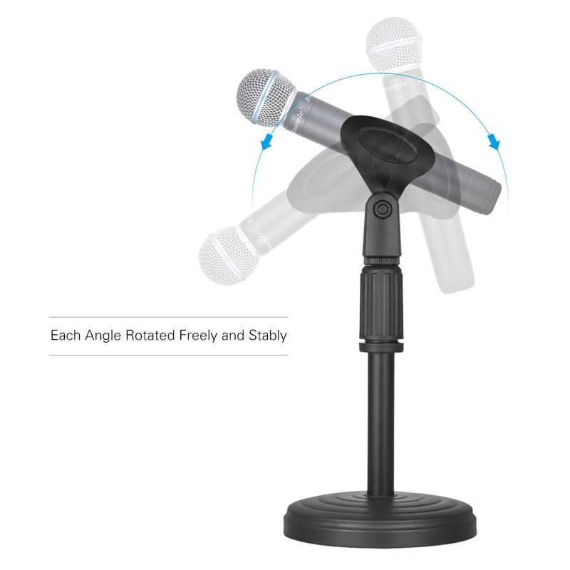 180 Degree Rotation Adjustable Desk Mic Stand Black