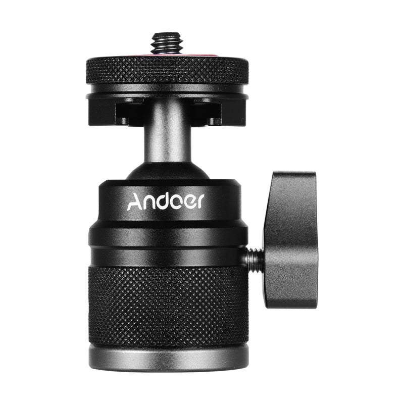 ANDOER 2-In-1 Mini Cold Shoe Ball Head Black  - Image 2
