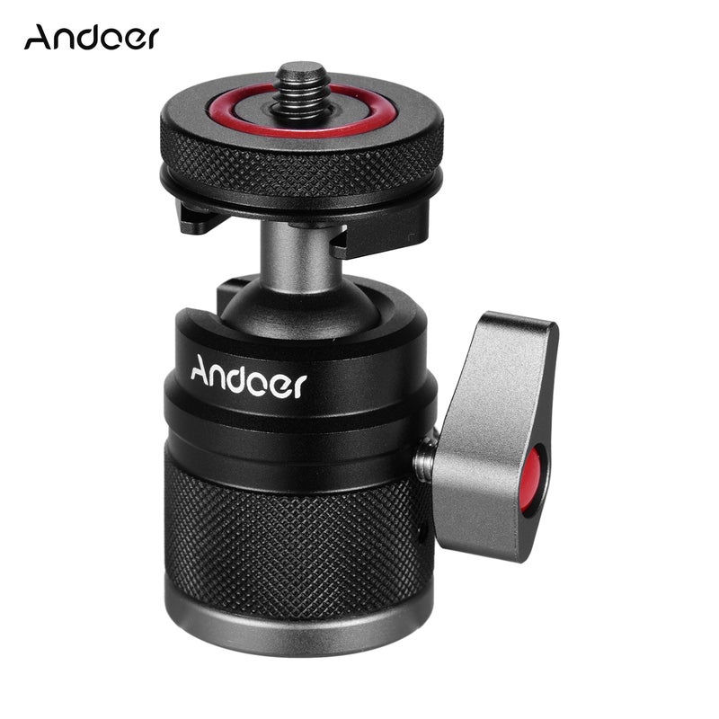 ANDOER 2-In-1 Mini Cold Shoe Ball Head Black  - Image 1