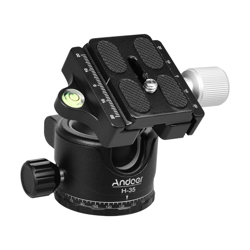 ANDOER 5-Piece Panorama U-Groove Low Gravity Tripod Ball Head Set Black - Image 2