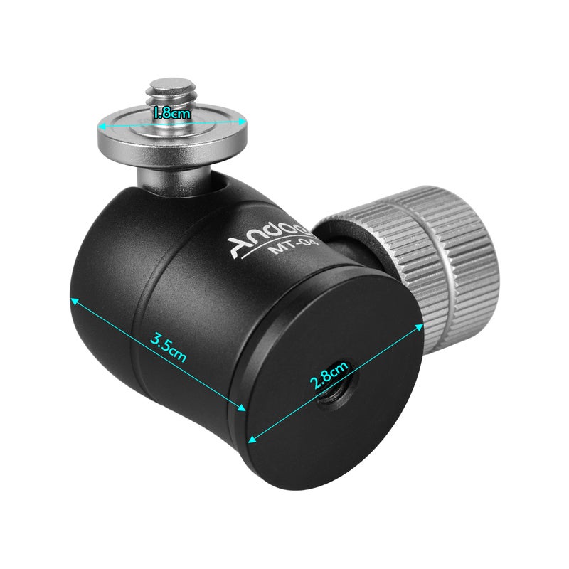 أندوير رأس كروي صغير بانورامي بزاوية دوران 360 درجة أسود/فضي - Image 3