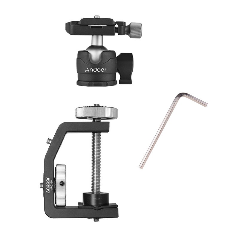 ANDOER 2-Piece Multi-functional C-Shaped Clamp Set Black/Silver - Image 3