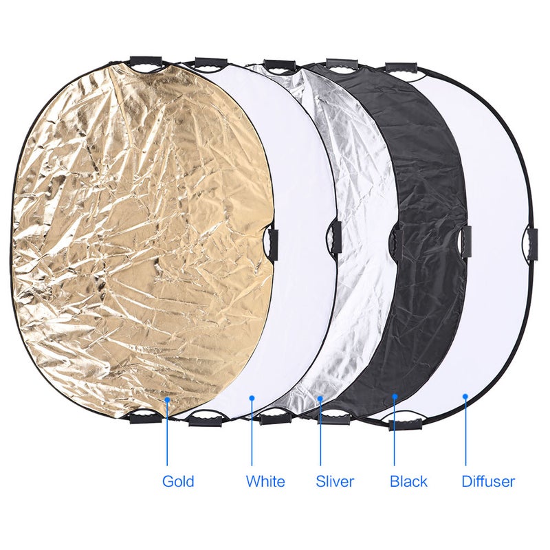 ANDOER - 5-In-1 Round Collapsible Multi-Disc Studio Light Reflector Black - Image 1