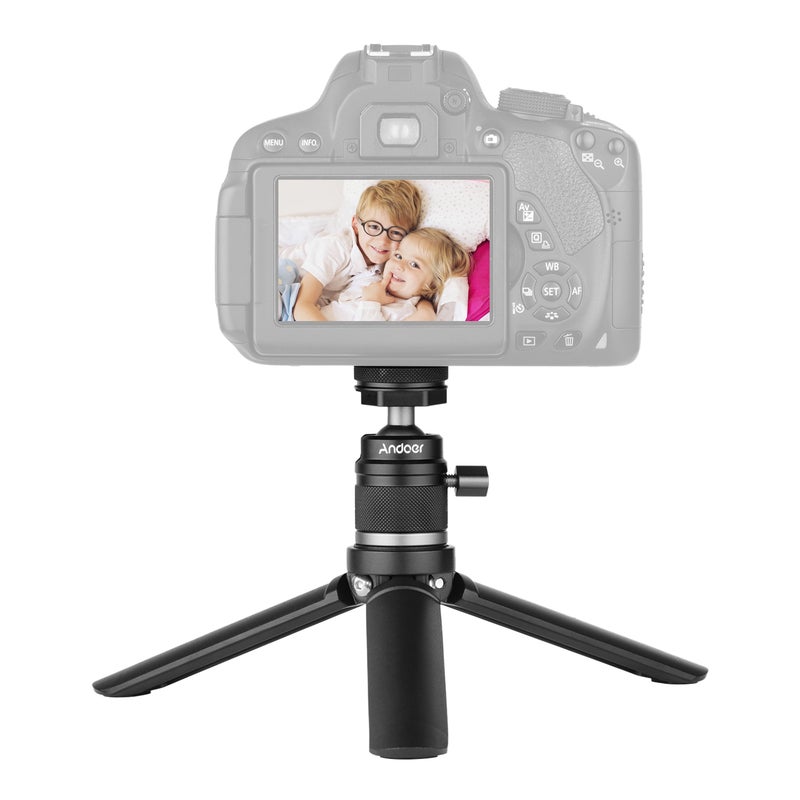 ANDOER Mini Cold Shoe Ball Head Tripod Black  - Image 3