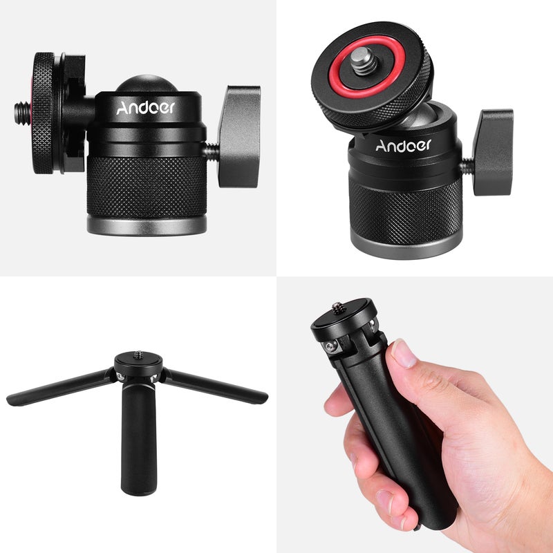 ANDOER Mini Cold Shoe Ball Head Tripod Black  - Image 4