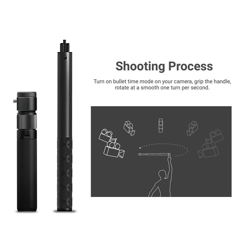 Photography Bullet Time Bundle Extension Rod Invisible Selfie Pole Folded Tripod Handle Black  - Image 2
