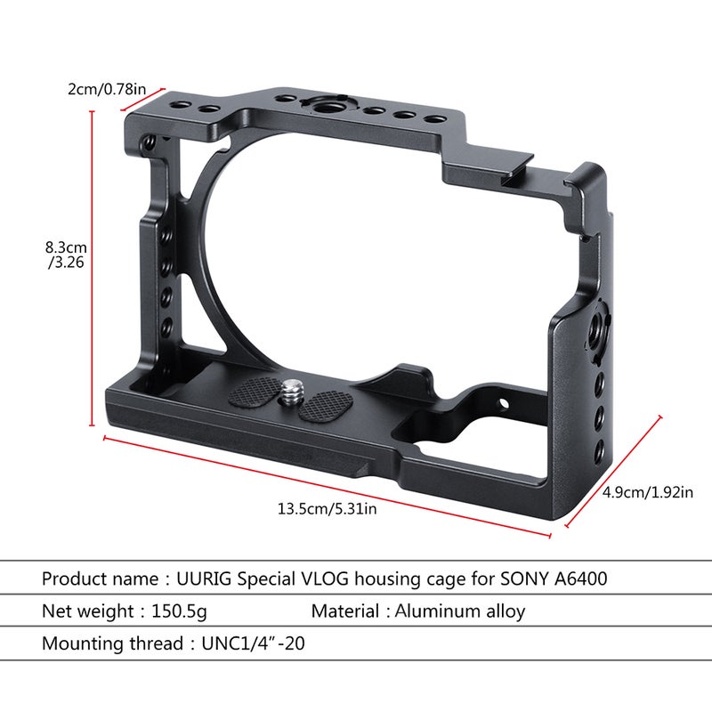 Camera Stabilizer Special Vlog Housing Cage with Cold Shoe Black  - Image 4