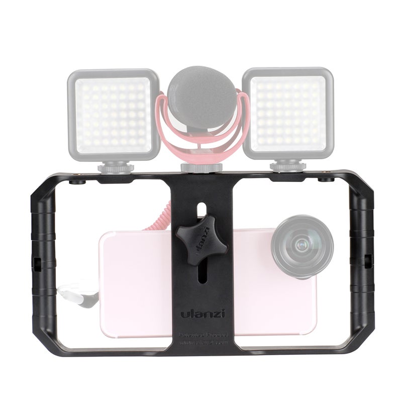 3 Shoe Handheld Smartphone Video Rig Film Vlogging Recording Bracket Stabilizer Black  - Image 2
