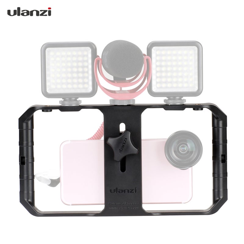 3 Shoe Handheld Smartphone Video Rig Film Vlogging Recording Bracket Stabilizer Black  - Image 1