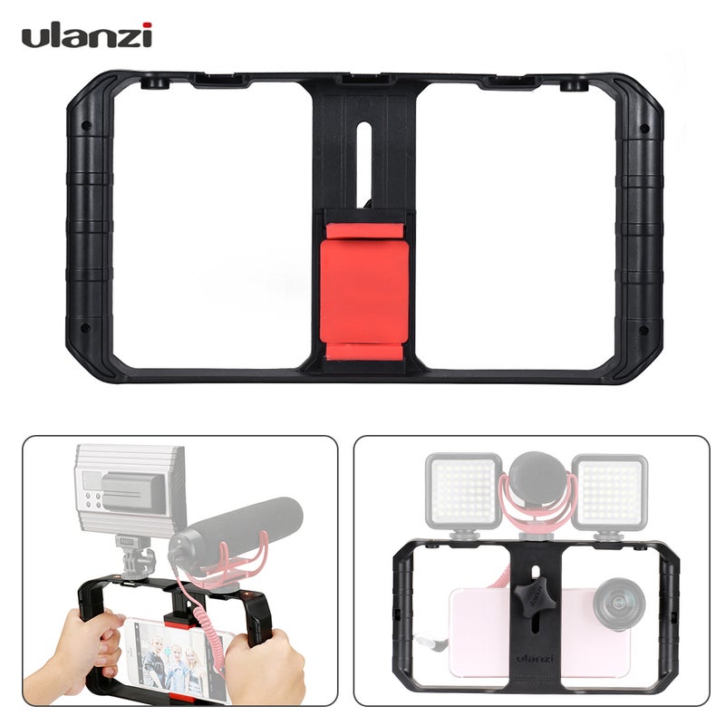 3 Shoe Handheld Smartphone Video Rig Film Vlogging Recording Bracket Stabilizer Black  - Image 5