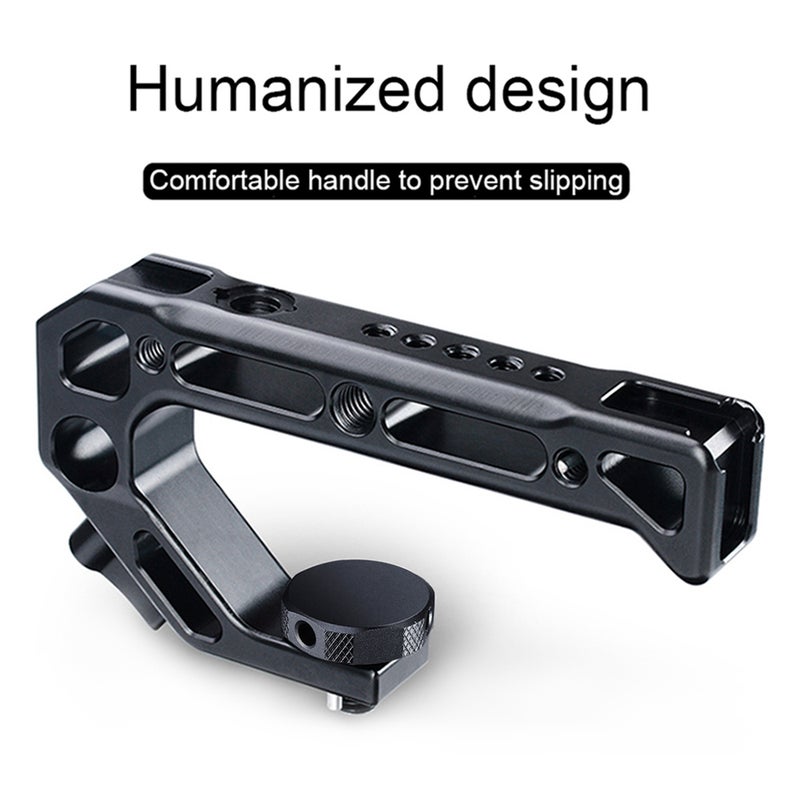 Generic - Universal Camera Top Handle Handgrip with Cold Shoe Mounts Black - Image 1