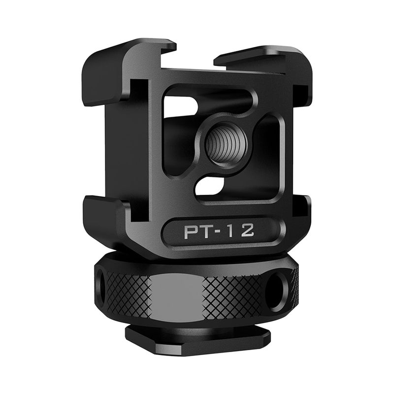 Triple Cold Shoe Mount Adapter with 3 Cold Shoe Dual 1/4 Thread Black  - Image 4