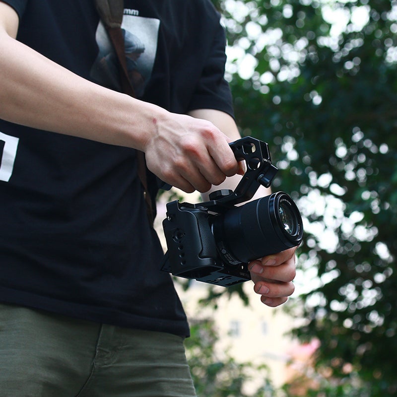 Generic - Universal Camera Top Handle Handgrip with Cold Shoe Mounts Black - Image 1