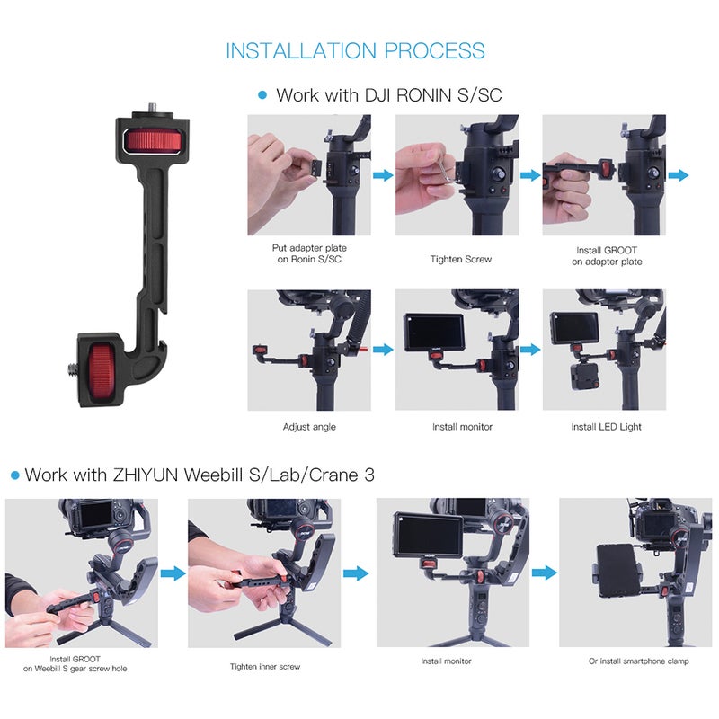 Gimbal Stabilizer Rotatable Extension Bracket Black/Red  - Image 4