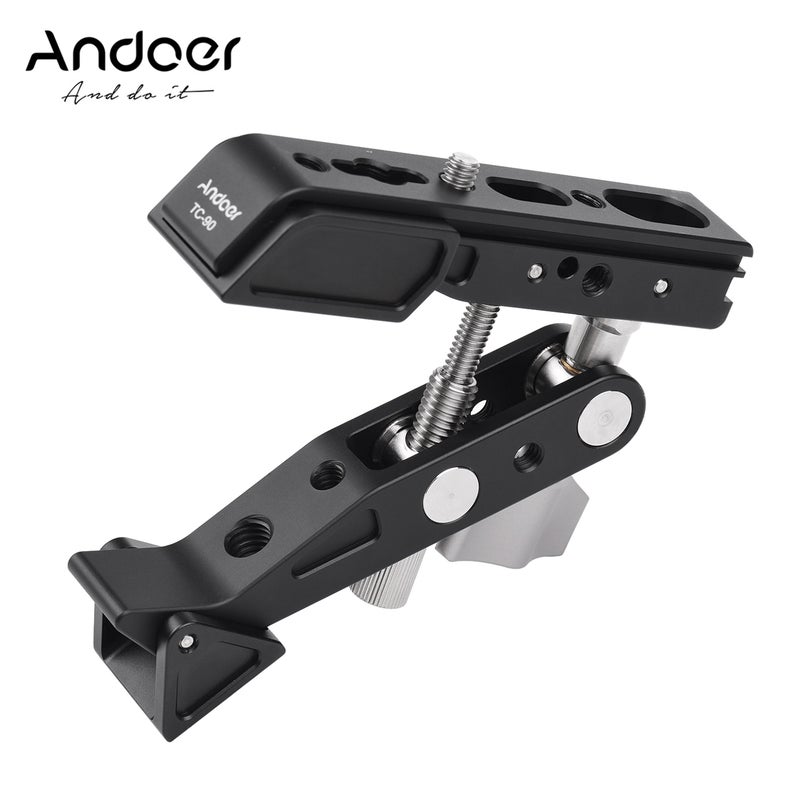 ANDOER Andoer TC-90 Heavy Duty Clamp Mount Photography Camera Bracket Black  - Image 1