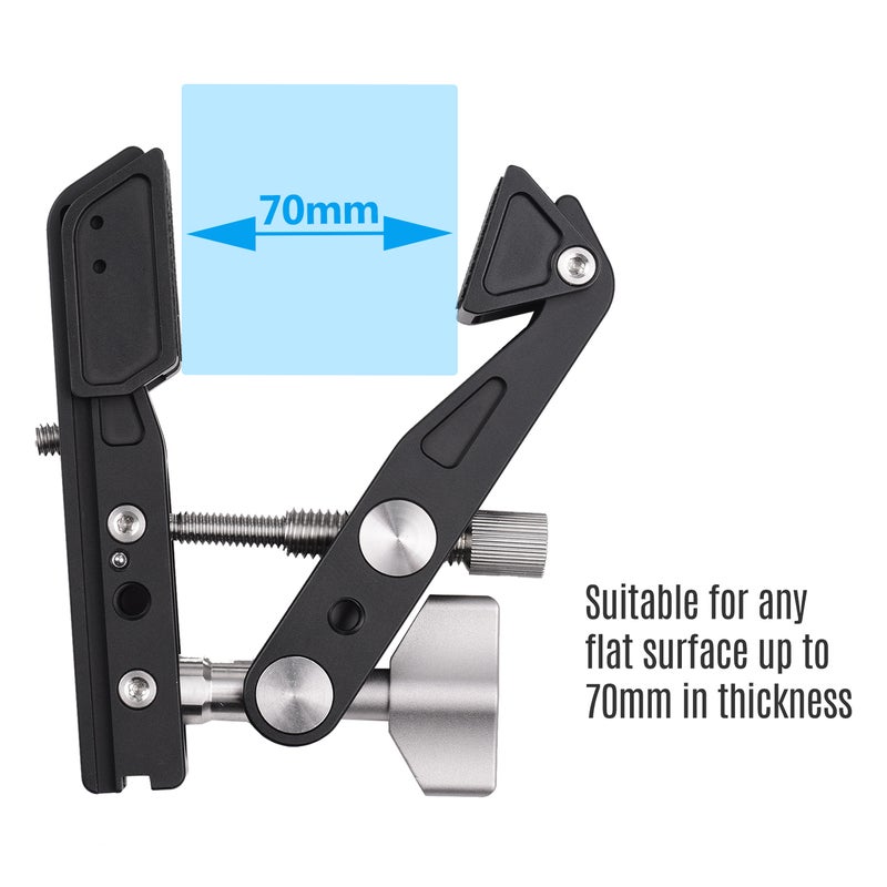 ANDOER Andoer TC-90 Heavy Duty Clamp Mount Photography Camera Bracket Black  - Image 5