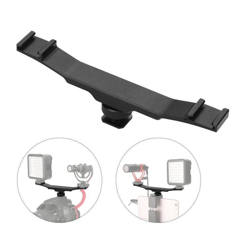 Cold Shoe Mount Extension Dual Bracket Black  - Image 1