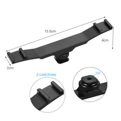 Generic Cold Shoe Mount Extension Dual Bracket Black  - Image 2