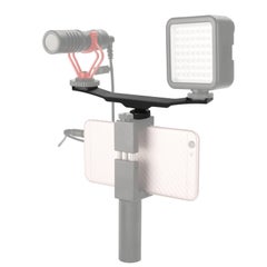 Generic Cold Shoe Mount Extension Dual Bracket Black  - Image 3