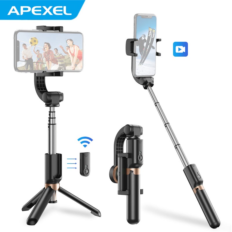 Apexel APL-D6 4-Section Single Axis Handheld Gimbal Stabilizer Black  - Image 1