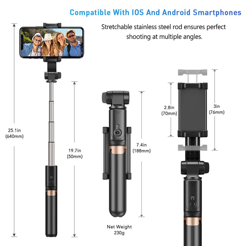 Apexel APL-D6 4-Section Single Axis Handheld Gimbal Stabilizer Black  - Image 3