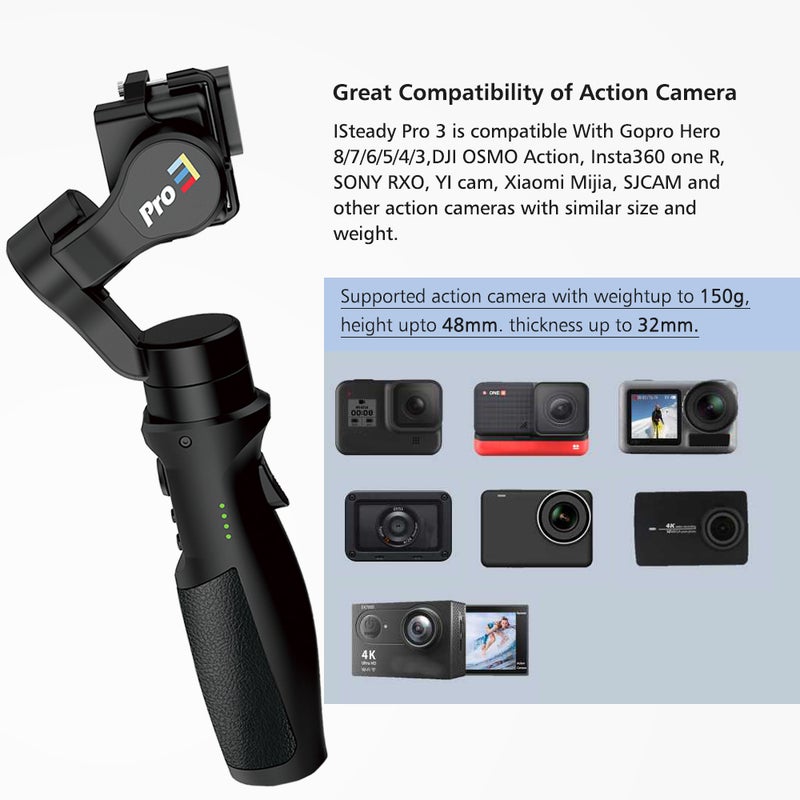 Generic - Hohem Isteady Pro 3 Handheld 3-Axis WiFi Gimbal Stabilizer Black - Image 1