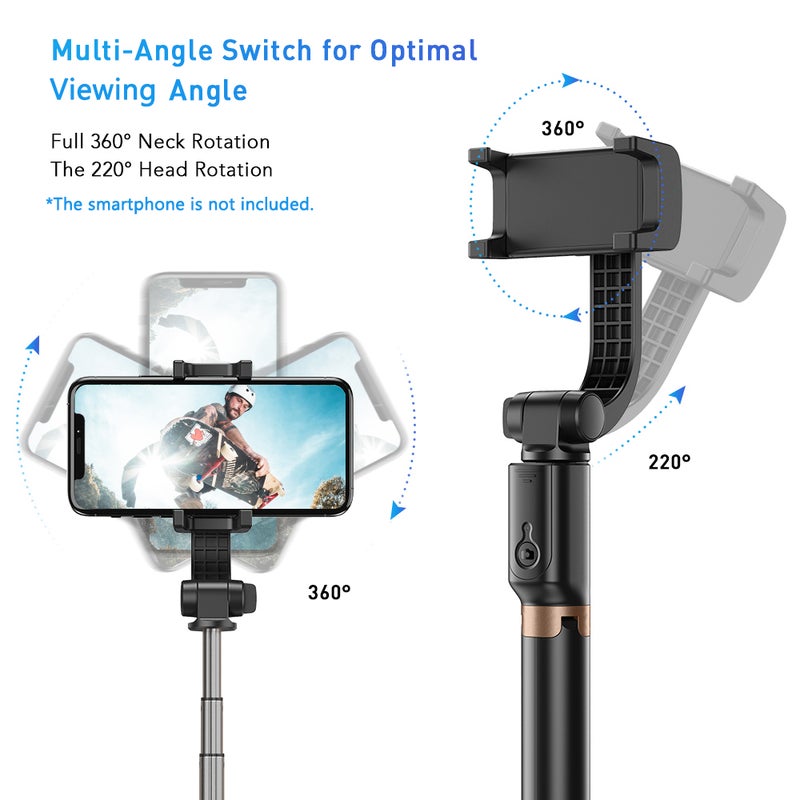 Apexel APL-D6 4-Section Single Axis Handheld Gimbal Stabilizer Black  - Image 4