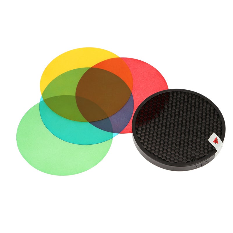 Godox Color Filter Gel Pack with Honeycomb Grid Cover Reflector Kit Multicolour  - Image 1