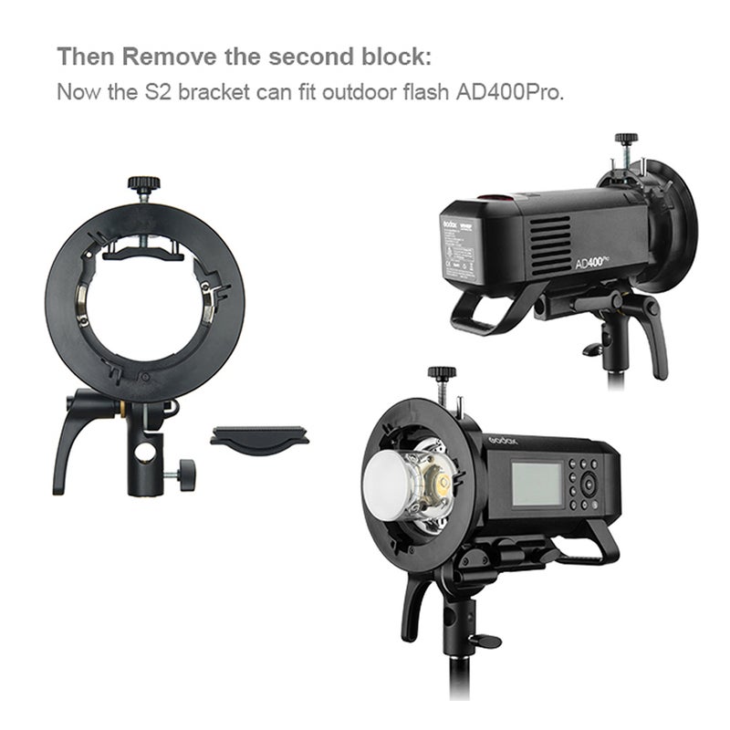 Generic Godox S2 Portable Flash S-Type Holder Speedlite Bracket Black  - Image 3