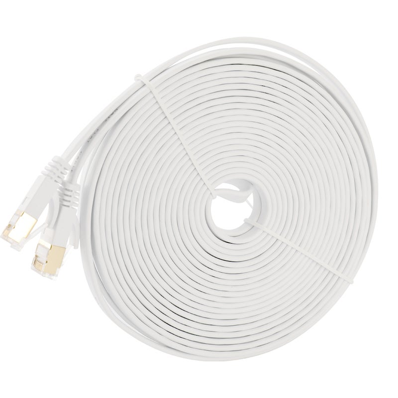 Internet Flat Lan Network Cable White  - Image 1