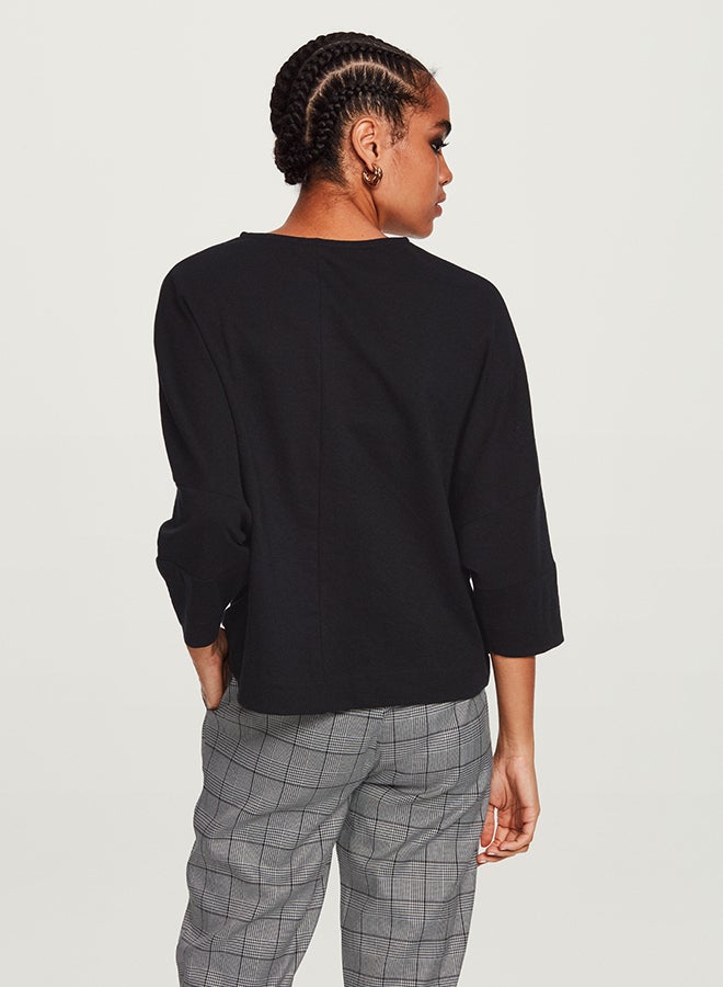 RINA Elegant Crew Neck Sweatshirt Black  - Image 2