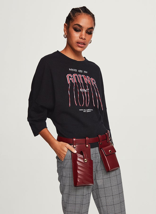 RINA Elegant Crew Neck Sweatshirt Black  - Image 3