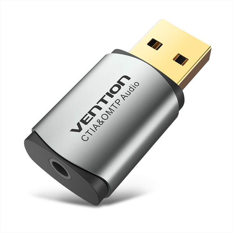 VENTION External USB Sound Card Adapter To 3.5mm Headset Grey  - Image 1