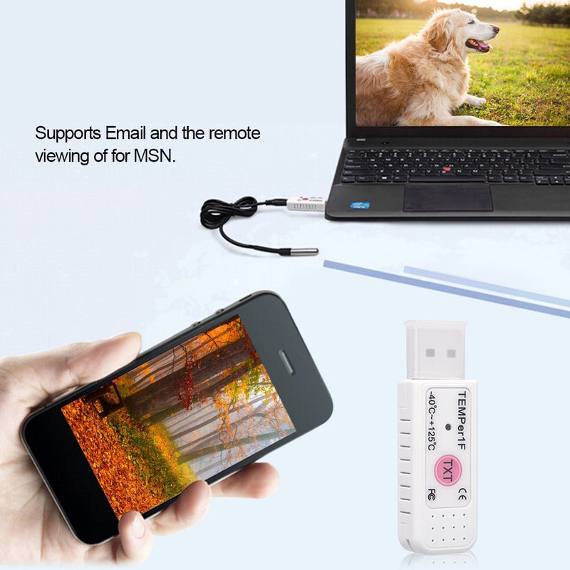 USB Thermometer Temperature Sensor Data Logger Recorder White