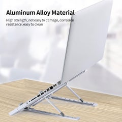 Generic Portable Aluminum Alloy 10-level Adjustable Laptop Stand Silver  - Image 2