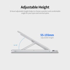 Generic Portable Aluminum Alloy 10-level Adjustable Laptop Stand Silver  - Image 4