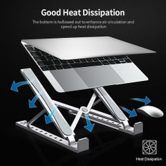 Generic Portable Aluminum Alloy 10-level Adjustable Laptop Stand Silver  - Image 5