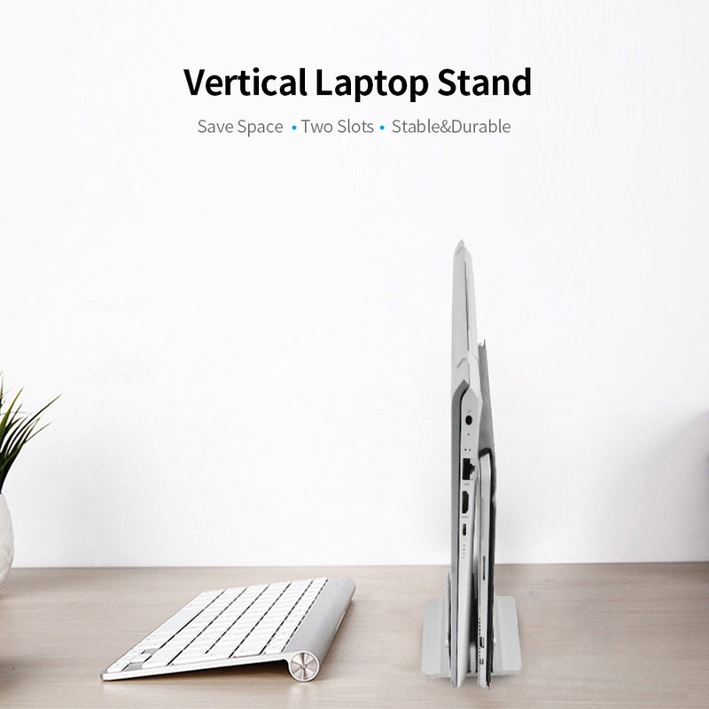Aluminum Alloy Vertical Laptop Stand Silver - Image 4