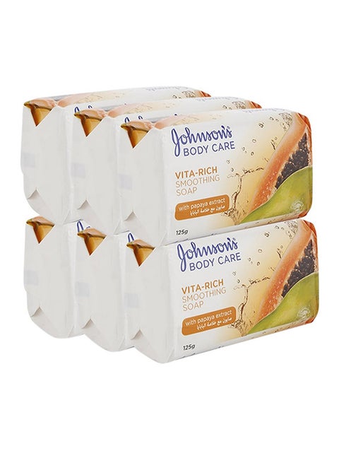 Vita Rich Smoothing Body Soap With Papaya Extract 125g Pack of 6