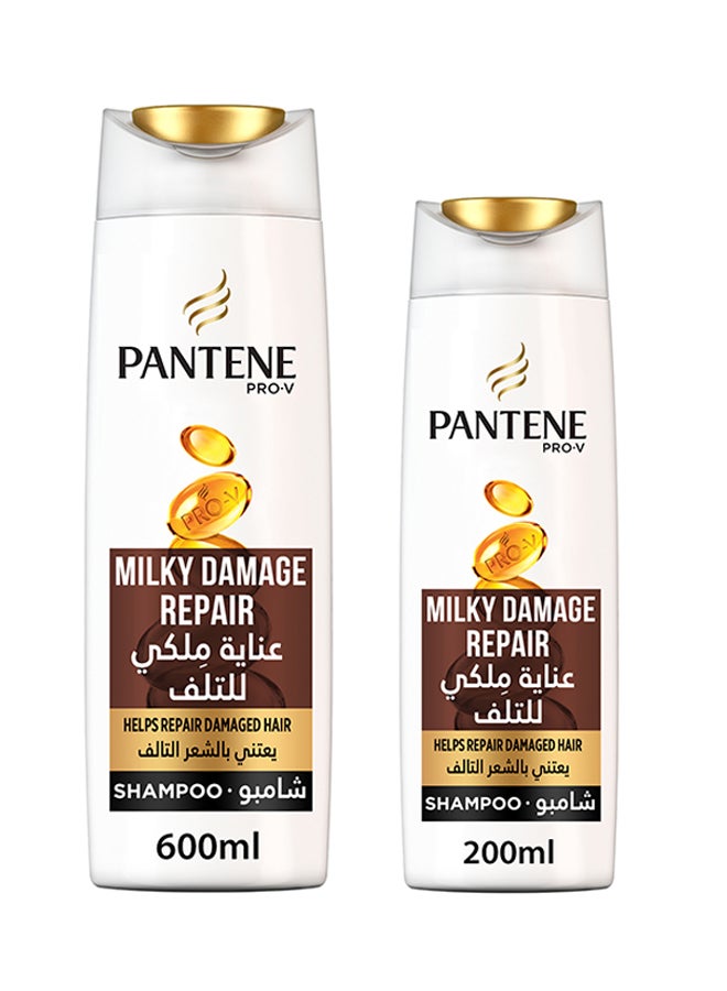 Pantene Milky Damage Repair Shampoo 600 + 200ml Pack of 2 - Image 1