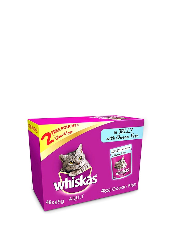 Whiskas In Jelly With Ocean Fish Wet Cat Food Pouch 85g Pack of 48  - Image 1