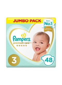 Premium Care Diapers, Size 3, Midi, 6-10 Kg, Jumbo Pack,48 Diapers